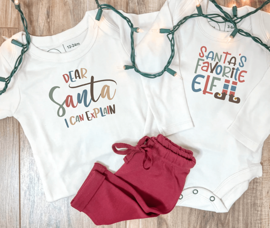 Organic Baby Long Sleeve Graphic Bodysuit - Santa's Favorite Elf