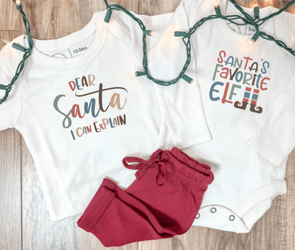 Organic Baby Long Sleeve Graphic Bodysuit - Santa's Favorite Elf