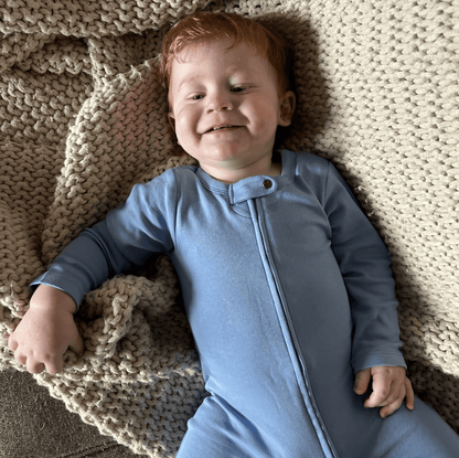 Organic Baby Footed Sleeper - Periwinkle Blue