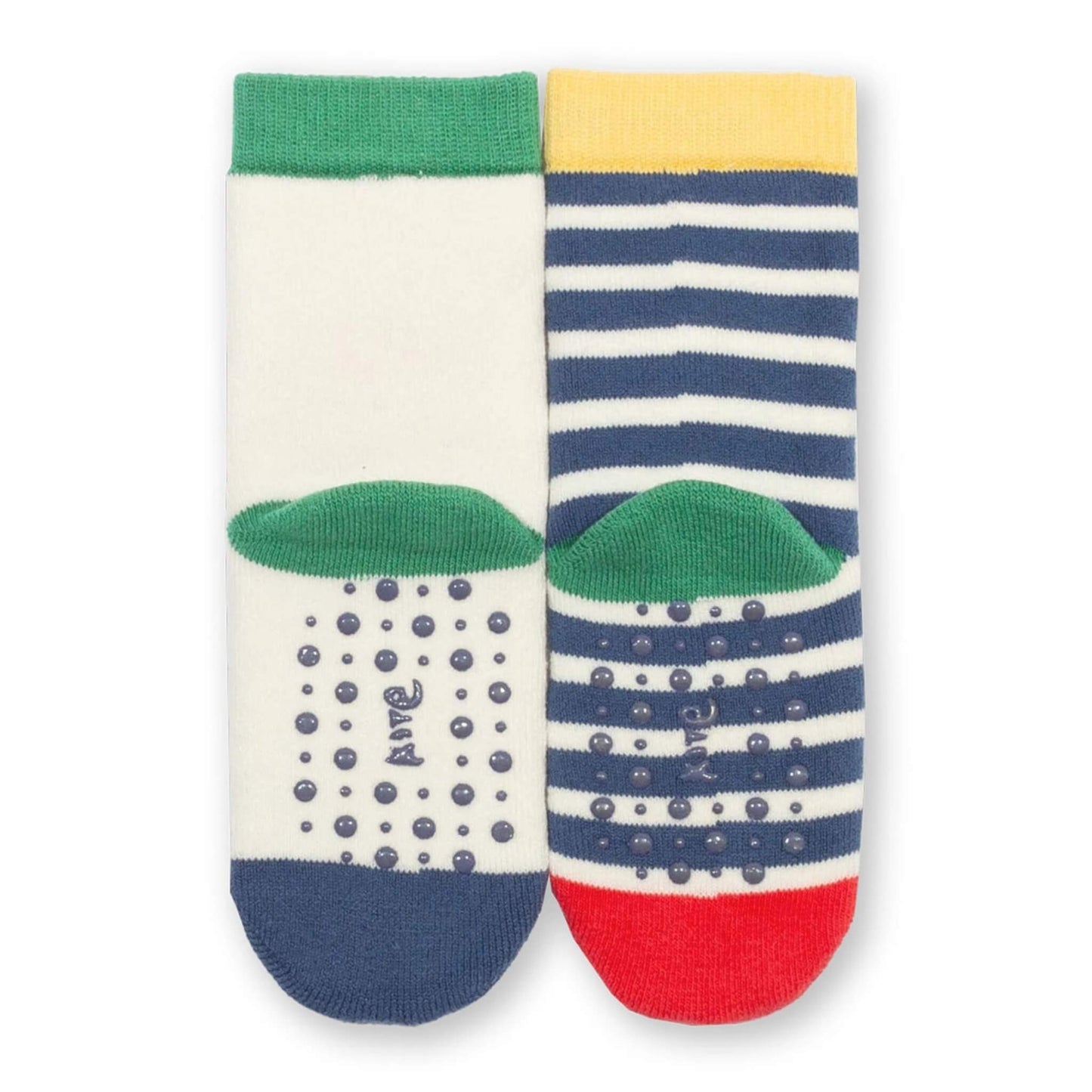 Set of 2 Organic Baby & Toddler Caterpillar & Striped Grippy Socks