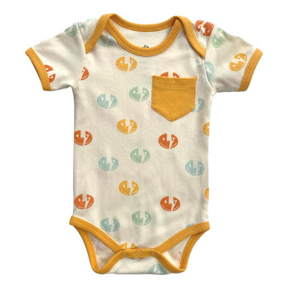 Organic Cotton Short Sleeve Baby Bodysuit - Smiley Bolts