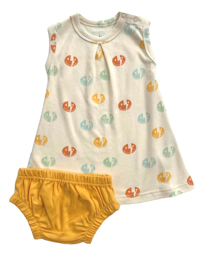 Organic Baby Dress w/ Bloomers - Smiley Bolts