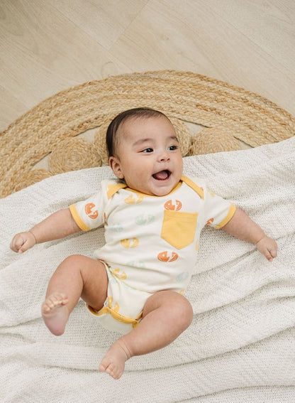 Organic Cotton Short Sleeve Baby Bodysuit - Smiley Bolts