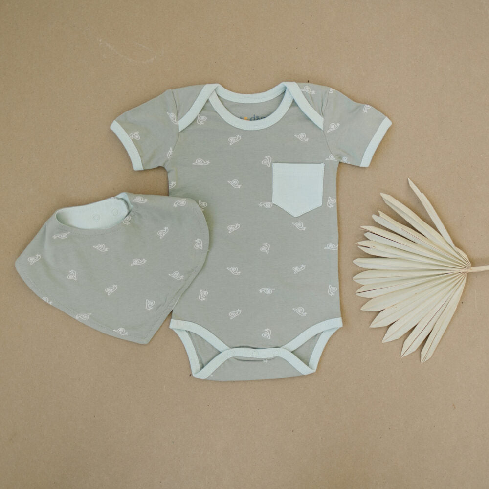 Organic Short Sleeve Baby Bodysuit - Freshwater Snail