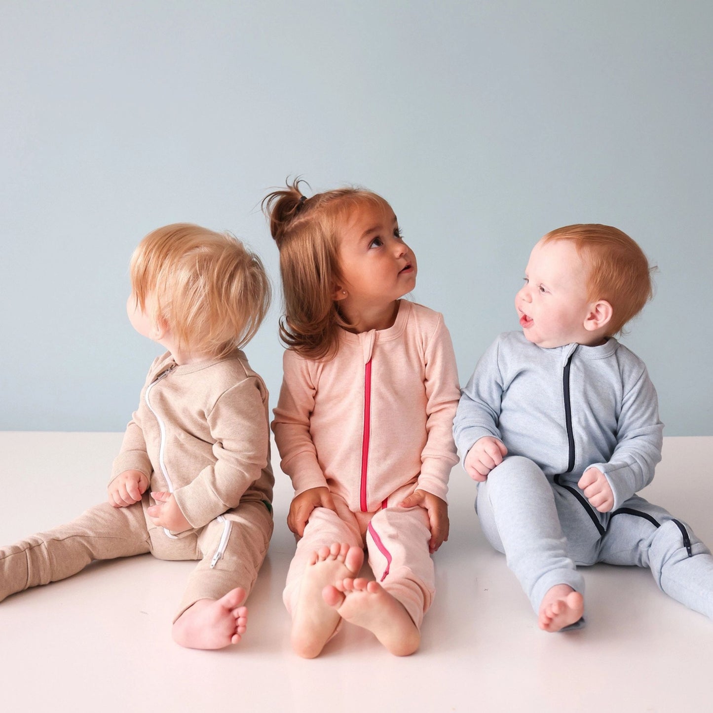 Organic Baby Melange '2-Way' Zip Romper w/ Mitts - Pink