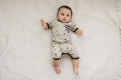 Organic Short Sleeve Baby Romper - Cosmic Stars
