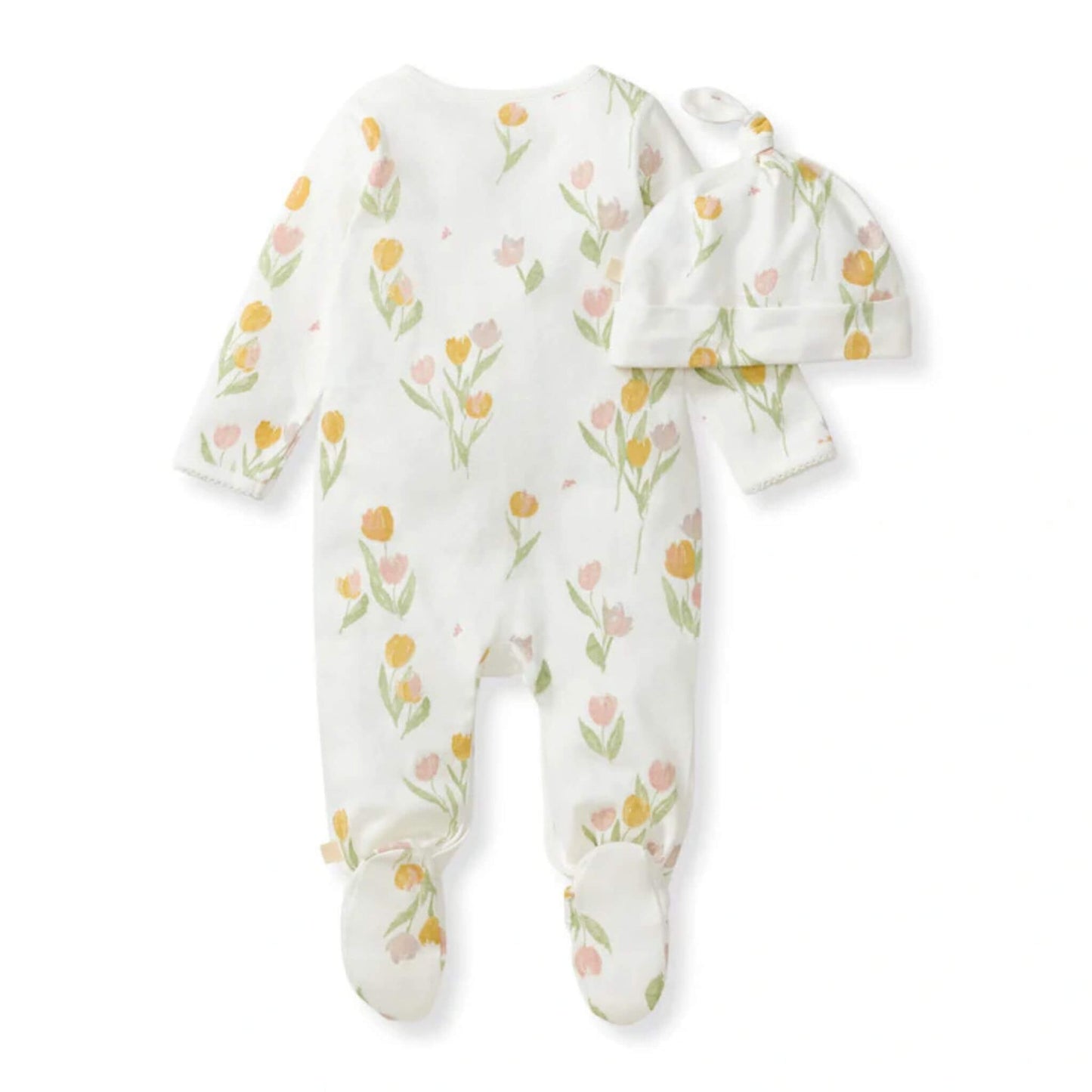 Tulip Fields Organic Baby Girl Jumpsuit & Hat Set