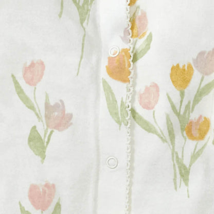 Tulip Fields Organic Baby Girl Jumpsuit & Hat Set