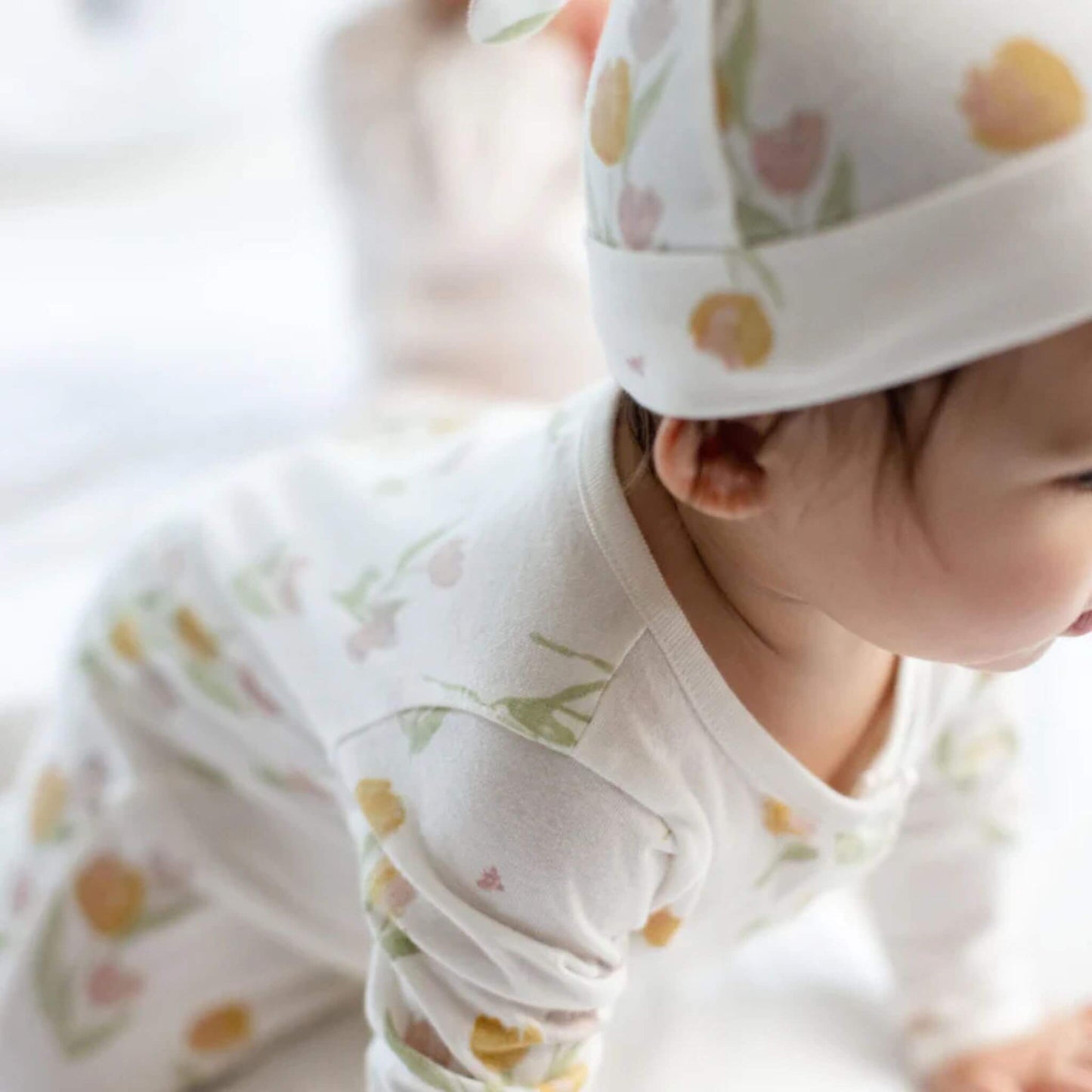 Tulip Fields Organic Baby Girl Jumpsuit & Hat Set