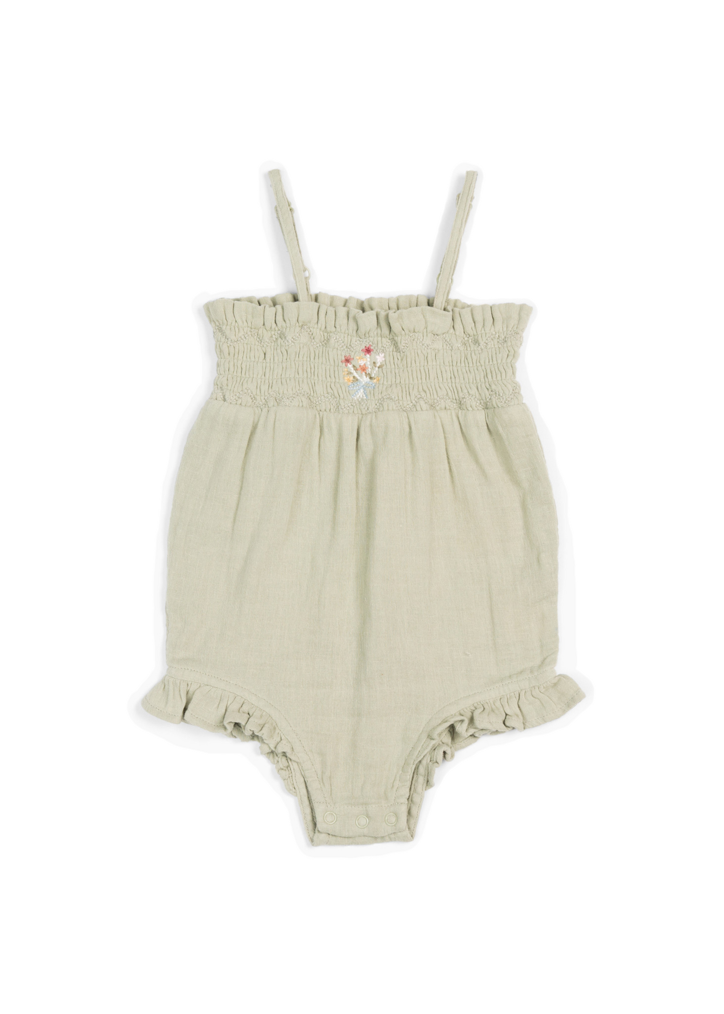 Gabrielle Organic Muslin Bouquet Toddler Romper - Sage