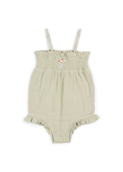 Gabrielle Organic Muslin Bouquet Toddler Romper - Sage