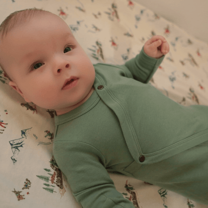 Organic Baby Footed Sleeper - Basil Green