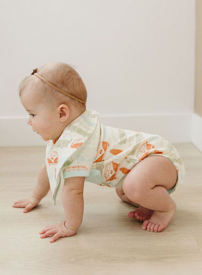 Organic Short Sleeve Baby Bodysuit - Vintage Buses