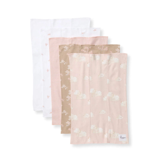 Whimsical Floral Organic Cotton Burp Cloths -  5 Pack