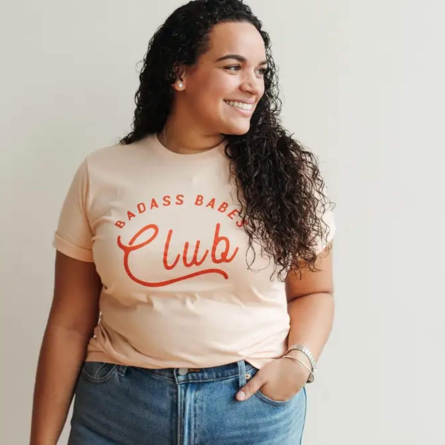 Women's Badass Babes Club Graphic Tee - Peach