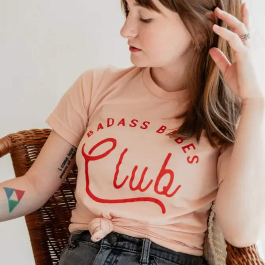 Women's Badass Babes Club Graphic Tee - Peach