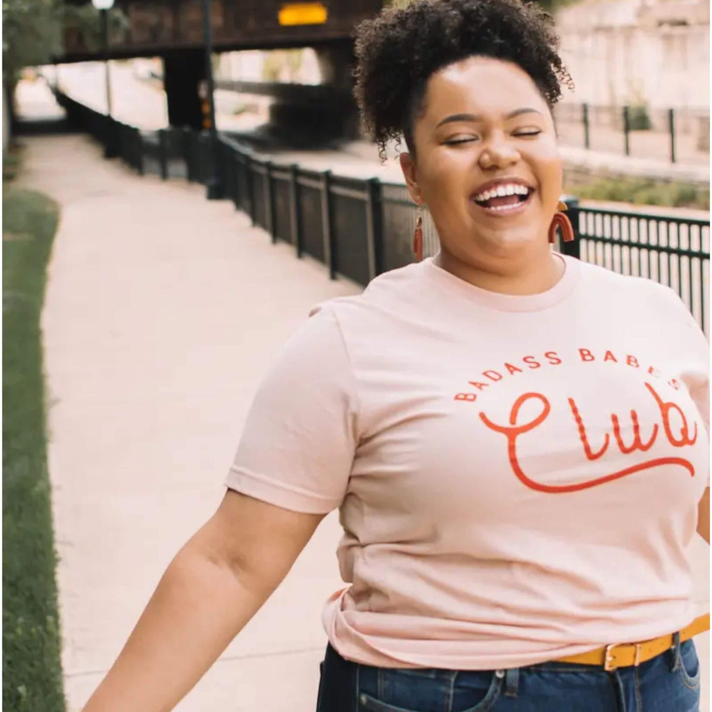 Women's Badass Babes Club Graphic Tee - Peach