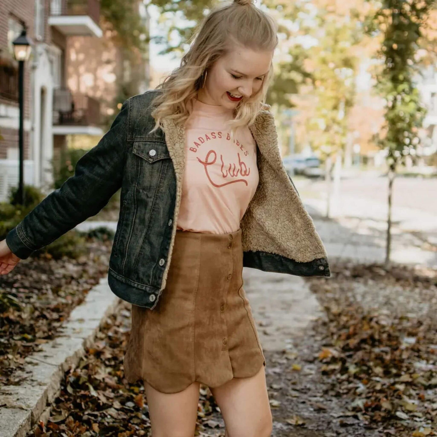 Women's Badass Babes Club Graphic Tee - Peach