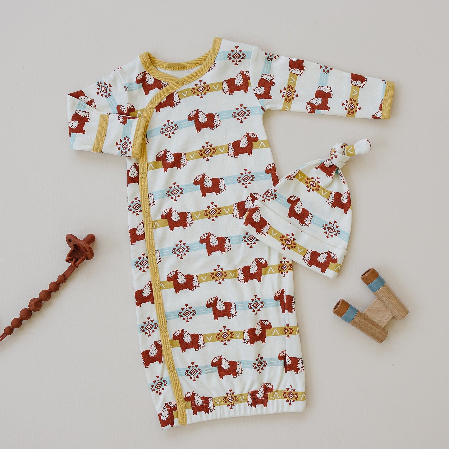 Organic Cotton Baby Sleep Gown - Aztec Pony