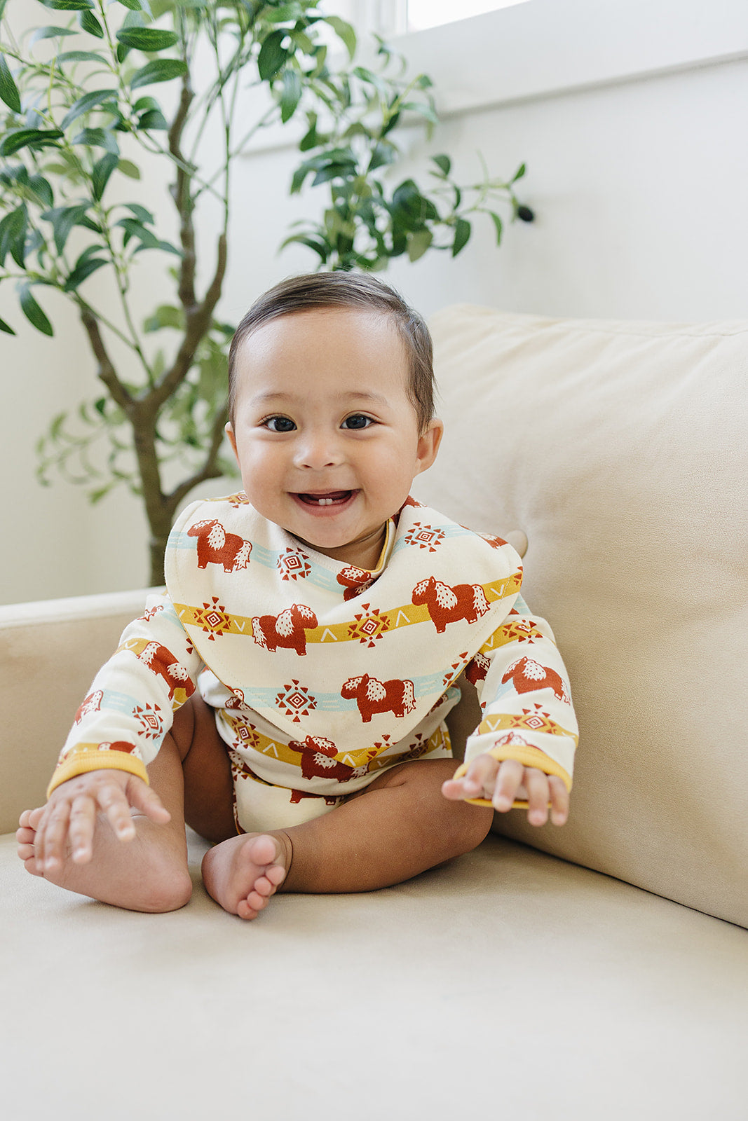 GOTS Certified Organic Baby Bib - Aztec Pony