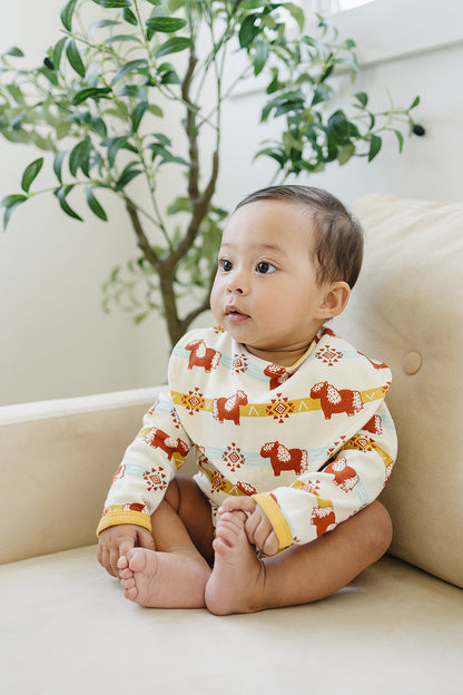 Organic Long Sleeve Baby Bodysuit - Aztec Pony