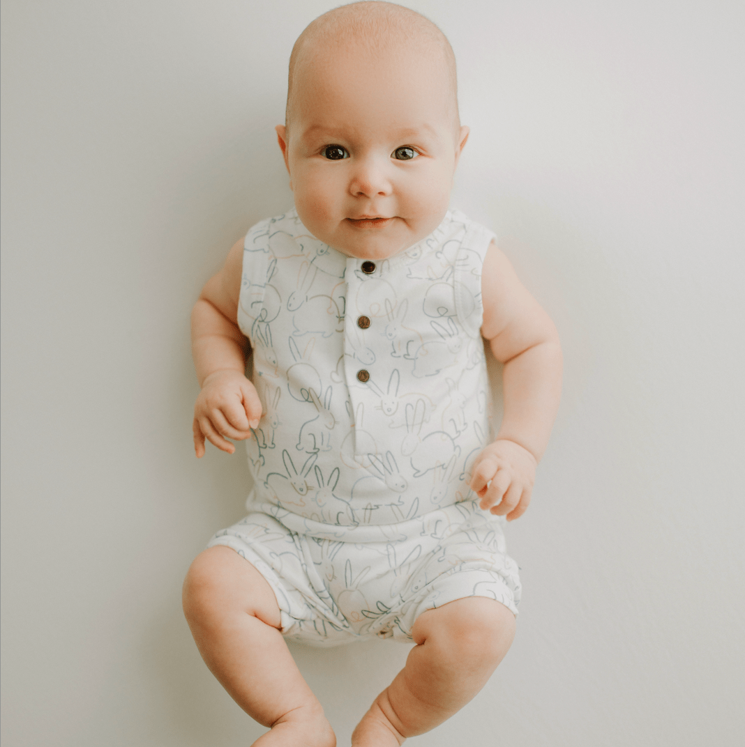 Organic Baby Tank Romper - Bunnies