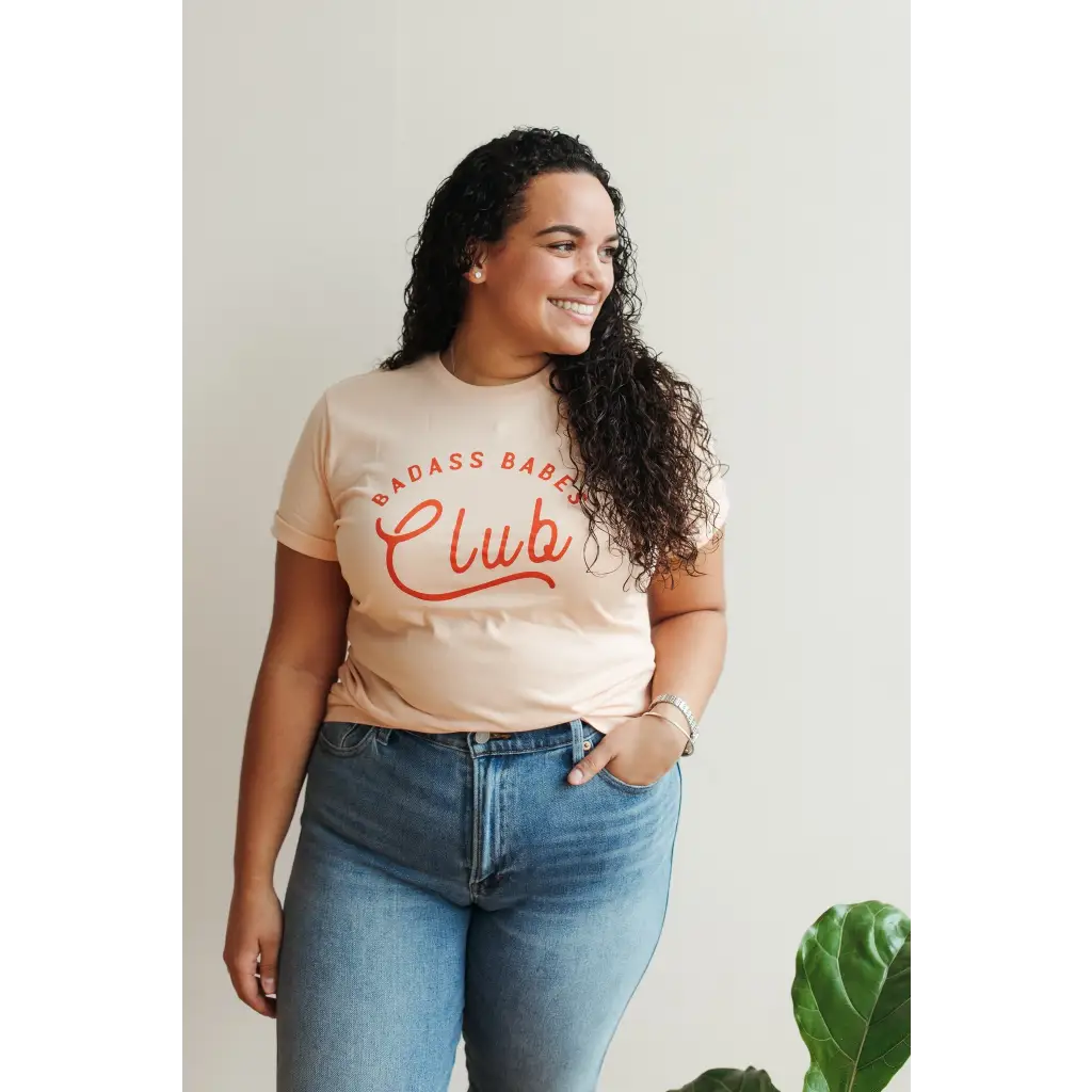 Women's Badass Babes Club Graphic Tee - Peach