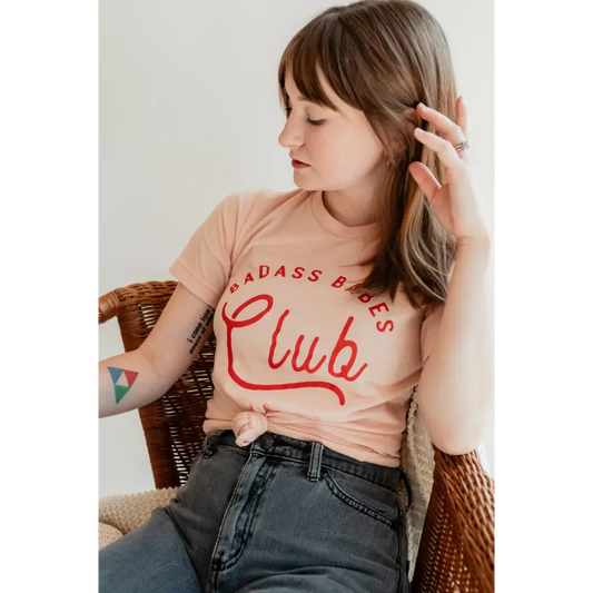 Women's Badass Babes Club Graphic Tee - Peach