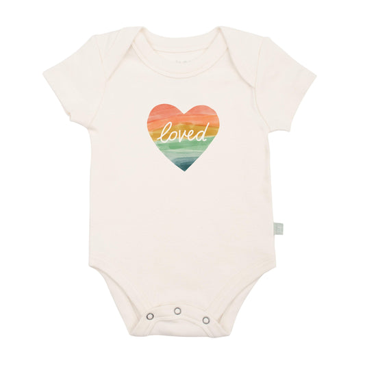 Organic Graphic Baby Bodysuit - Loved Rainbow Heart