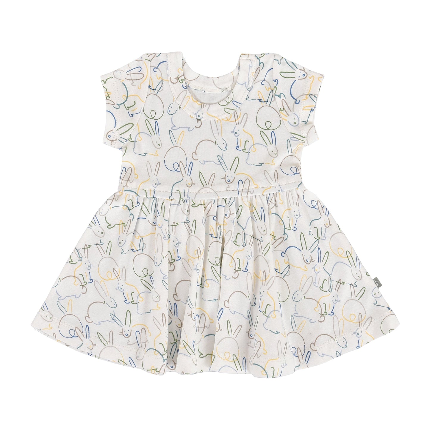 Organic Short Sleeve Twirl Dress - Bunnies