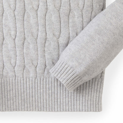 Baby Girl Cable Front Sweater - Gray