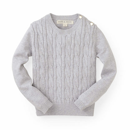 Baby Girl Cable Front Sweater - Gray