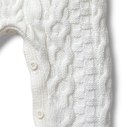 Baby Organic Cable Knit Sweater Romper
