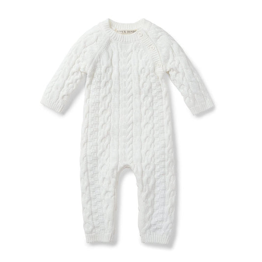 Baby Organic Cable Knit Sweater Romper