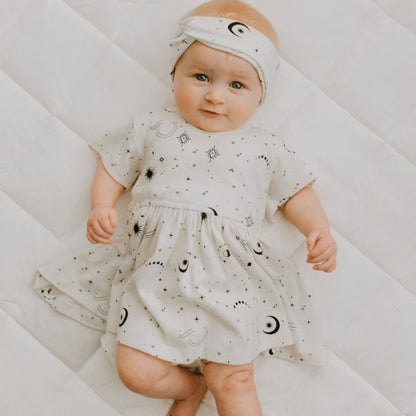 Short Sleeve Twirl Dress - Celestial