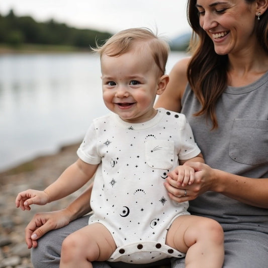 Short Sleeve Organic Baby Romper - Celestial