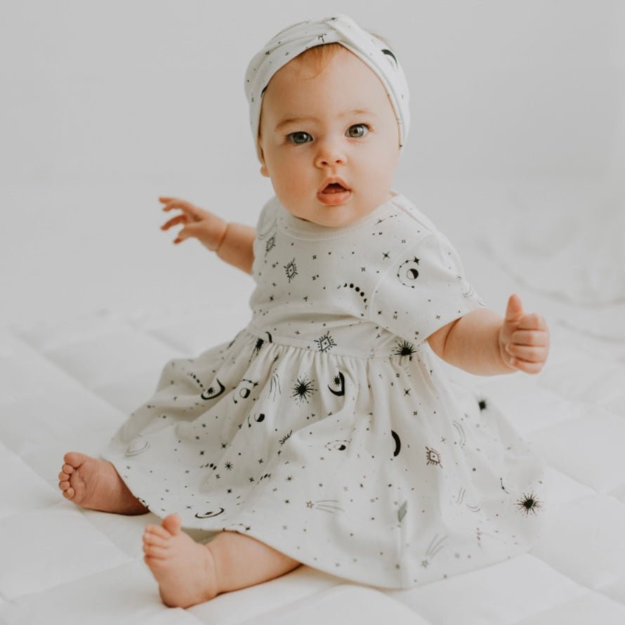Short Sleeve Twirl Dress - Celestial
