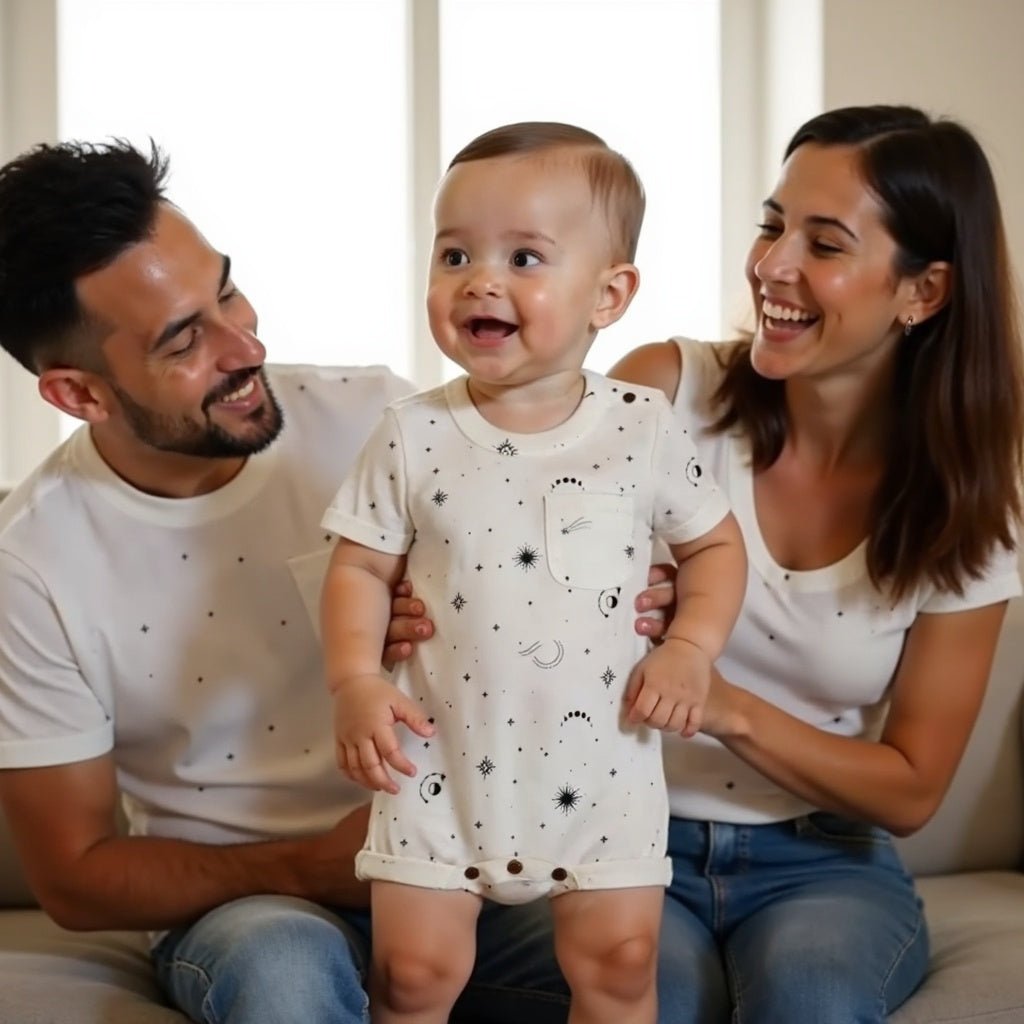 Short Sleeve Organic Baby Romper - Celestial