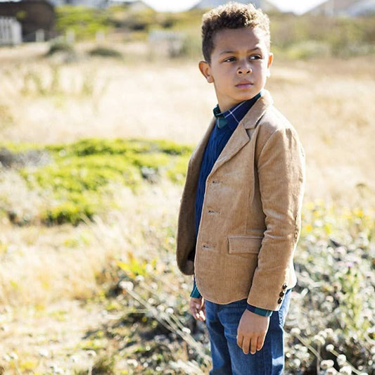 Corduroy Toddler & Kid Boy Blazer with Elbow Patches - Brown
