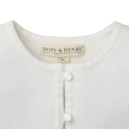 Organic Baby Girl Cropped Curved Hem Cardigan - White
