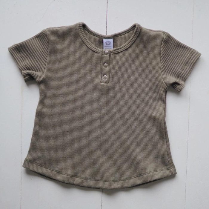 Organic Toddler Waffle Top - Olive