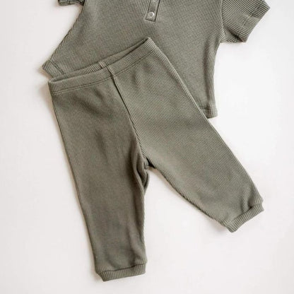 Organic Toddler Waffle Pant - Olive