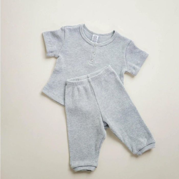 Organic Toddler Waffle Top - Light Gray