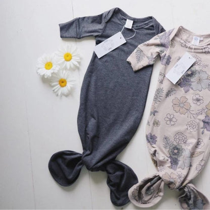 Knotted Baby Sleep Gown - Charcoal