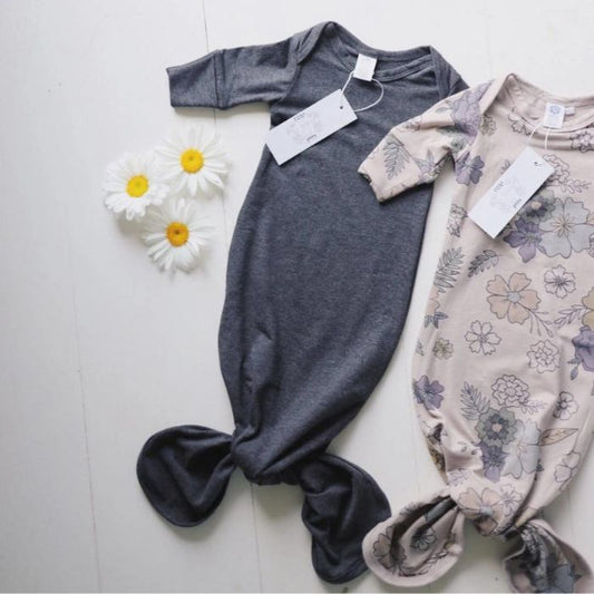 Knotted Baby Sleep Gown - Charcoal