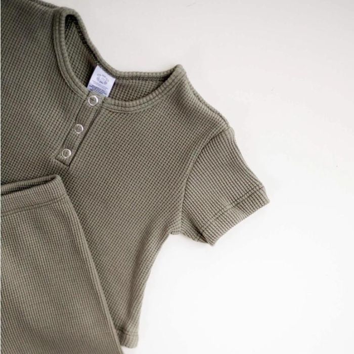Organic Toddler Waffle Top - Olive