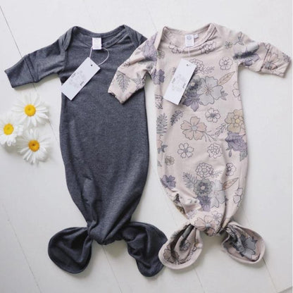 Knotted Baby Sleep Gown - Charcoal