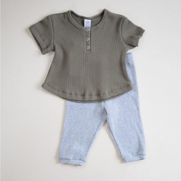 Organic Toddler Waffle Pant - Light Gray