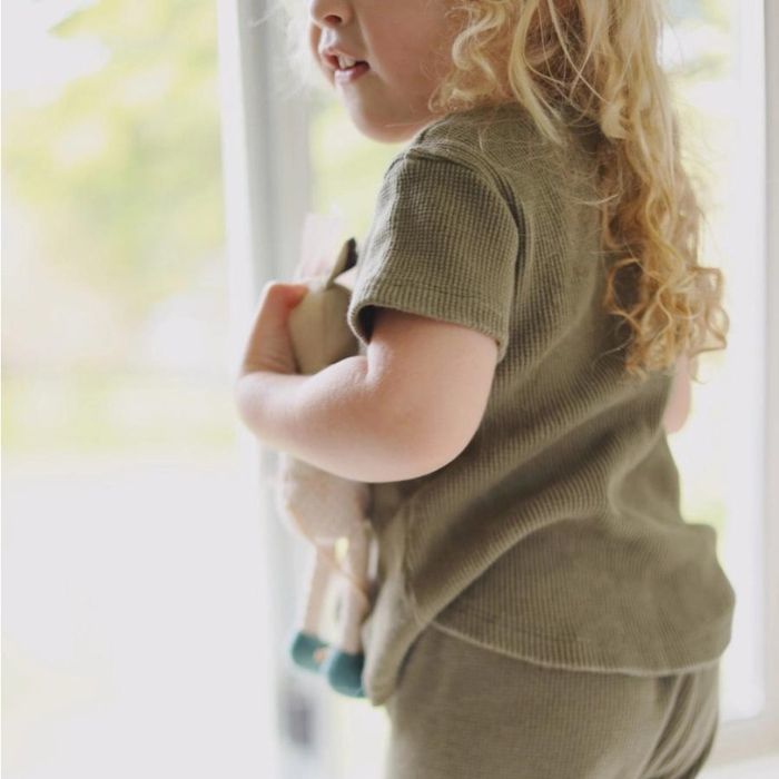 Organic Toddler Waffle Top - Olive