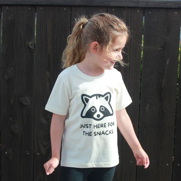 Organic Toddler Graphic Tee Shirt - Just Here for the Snacks